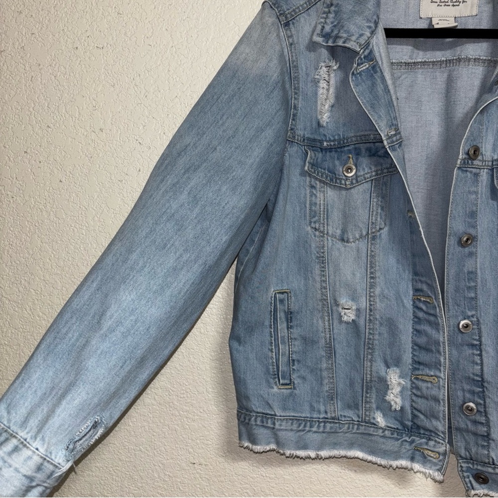 American Rag Distressed Blue Jean Jacket - Picture 3 of 5